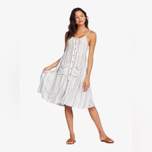 Roxy Striped White and Gray Dress